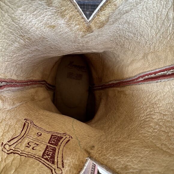 Arango Cowboy Boots Mens Size USA 6 Mex 25 Red Embroidered Western Rodeo - Picture 11 of 12